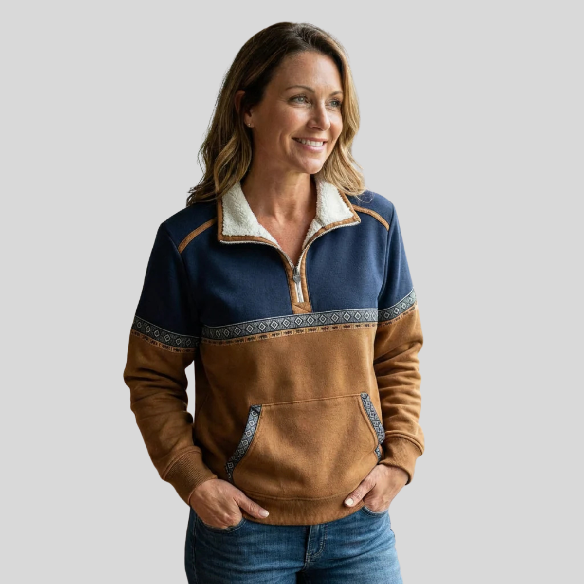 Alvette™ Sherpa-Collared Half-Zip Pullover