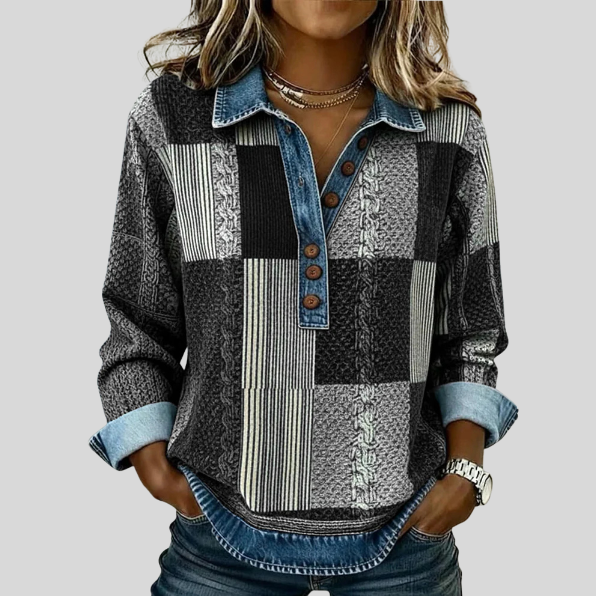 Meridell™ | Color-Blocked Print Sweatshirt