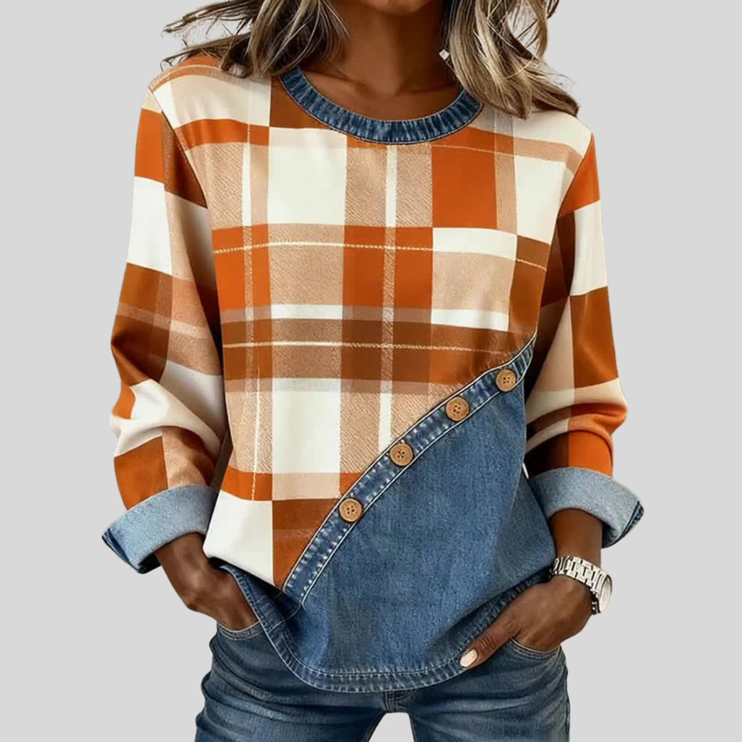 Faylen™ | Colorful Patchwork Knit Top