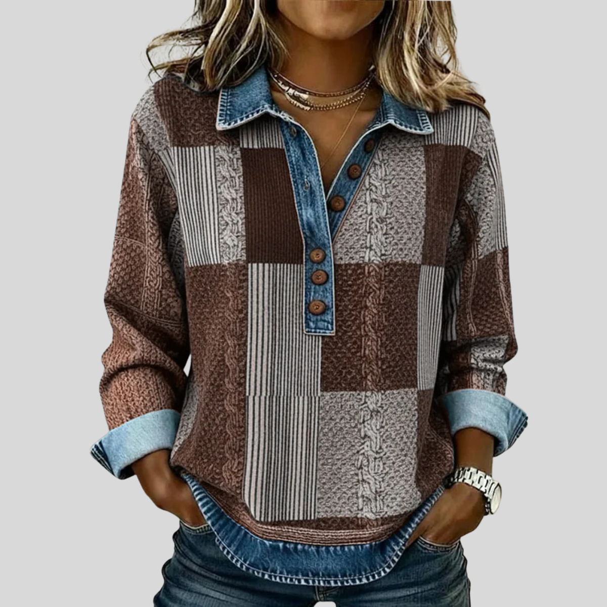 Meridell™ | Color-Blocked Print Sweatshirt