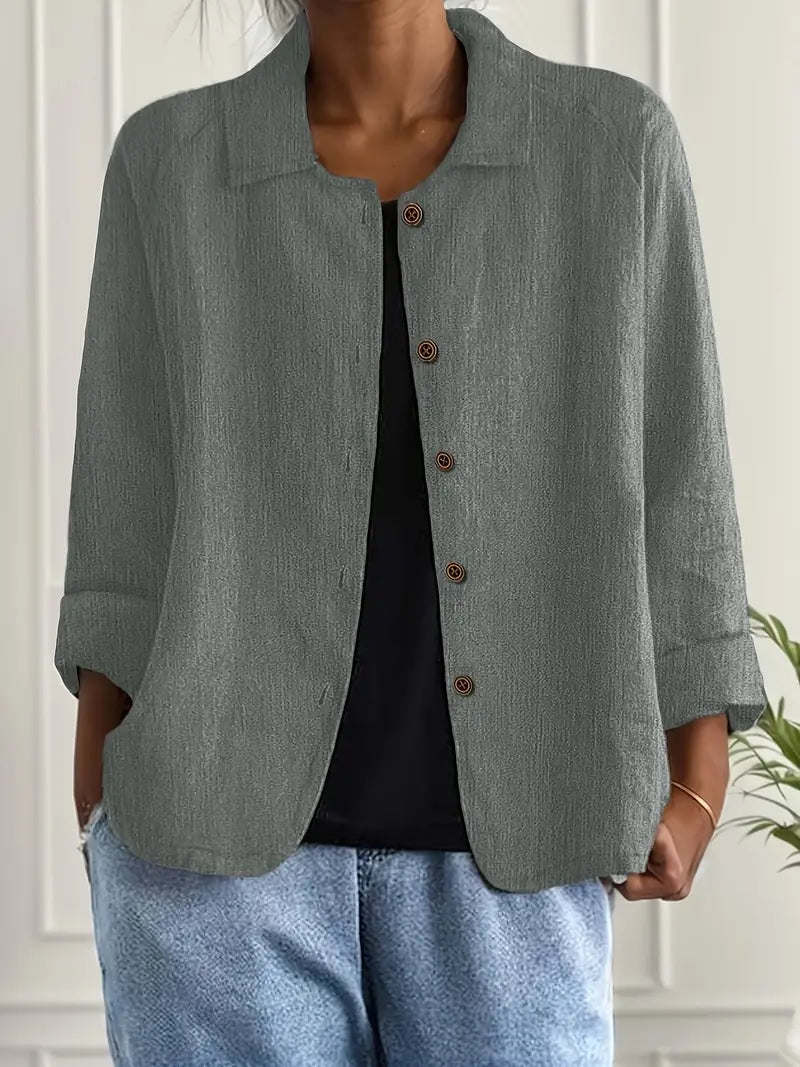 Ella | Women Casual Button Front Lightweight Jacket