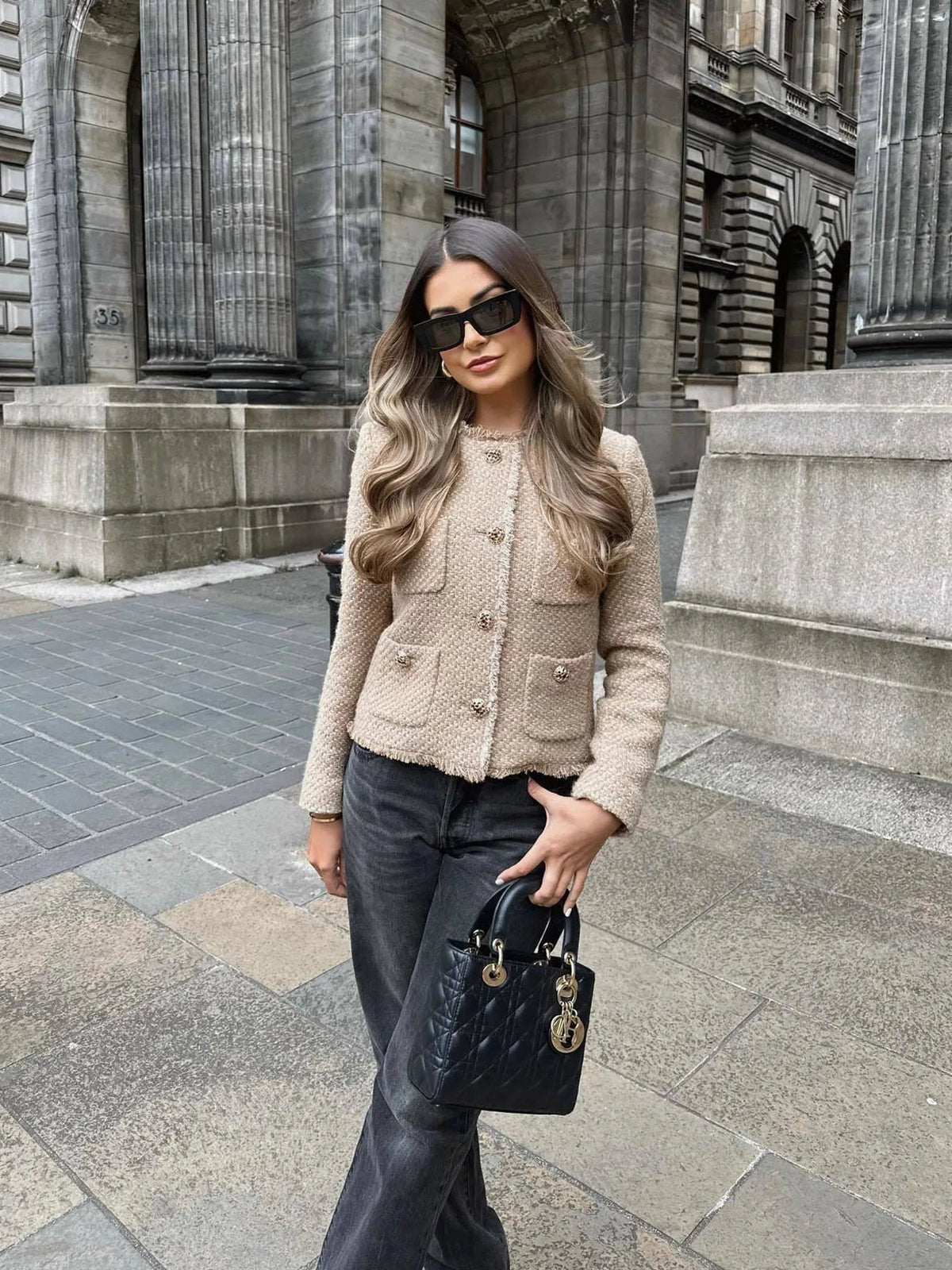Charlotte | Short Tweed Blazer Jacket with Buttons for Women