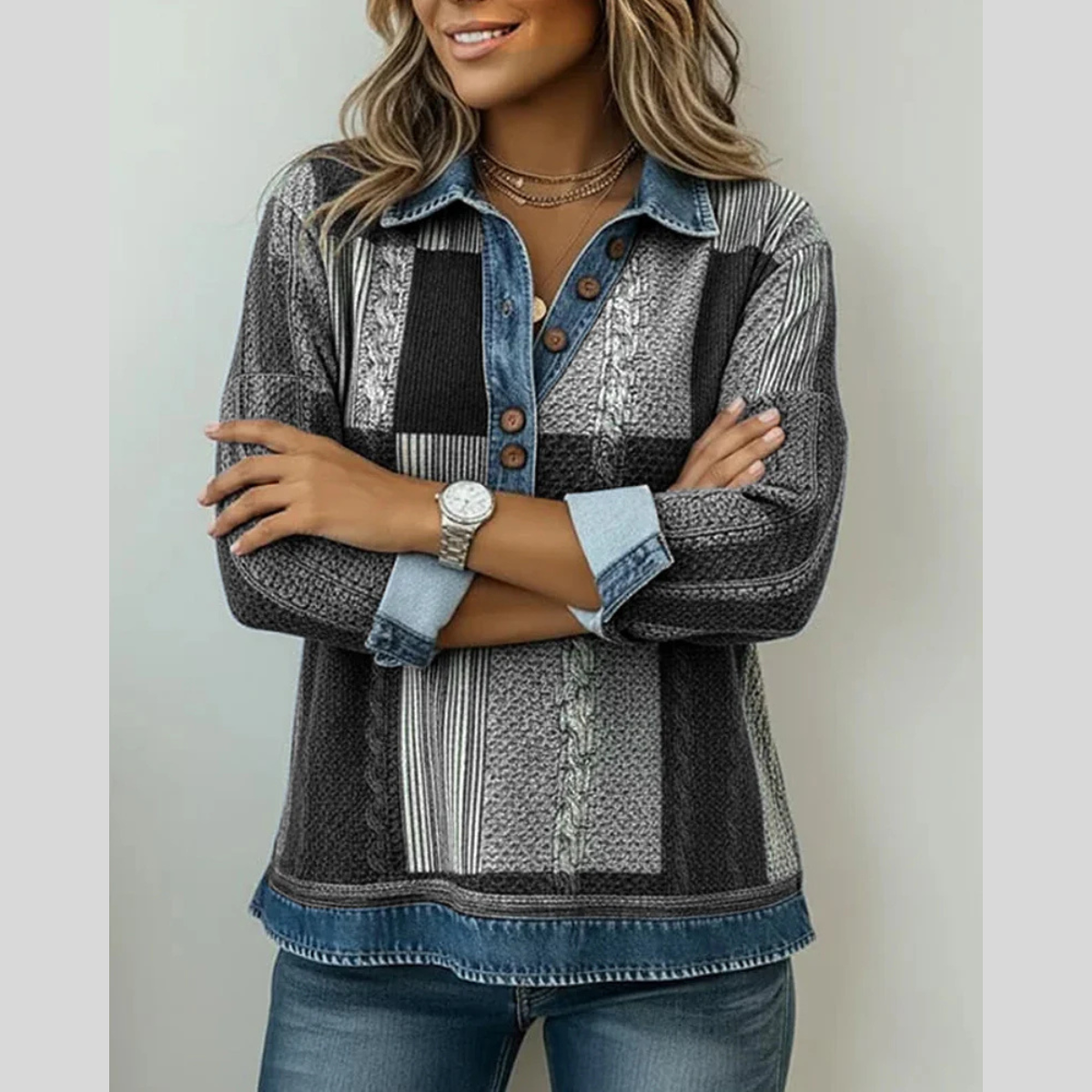 Meridell™ | Color-Blocked Print Sweatshirt