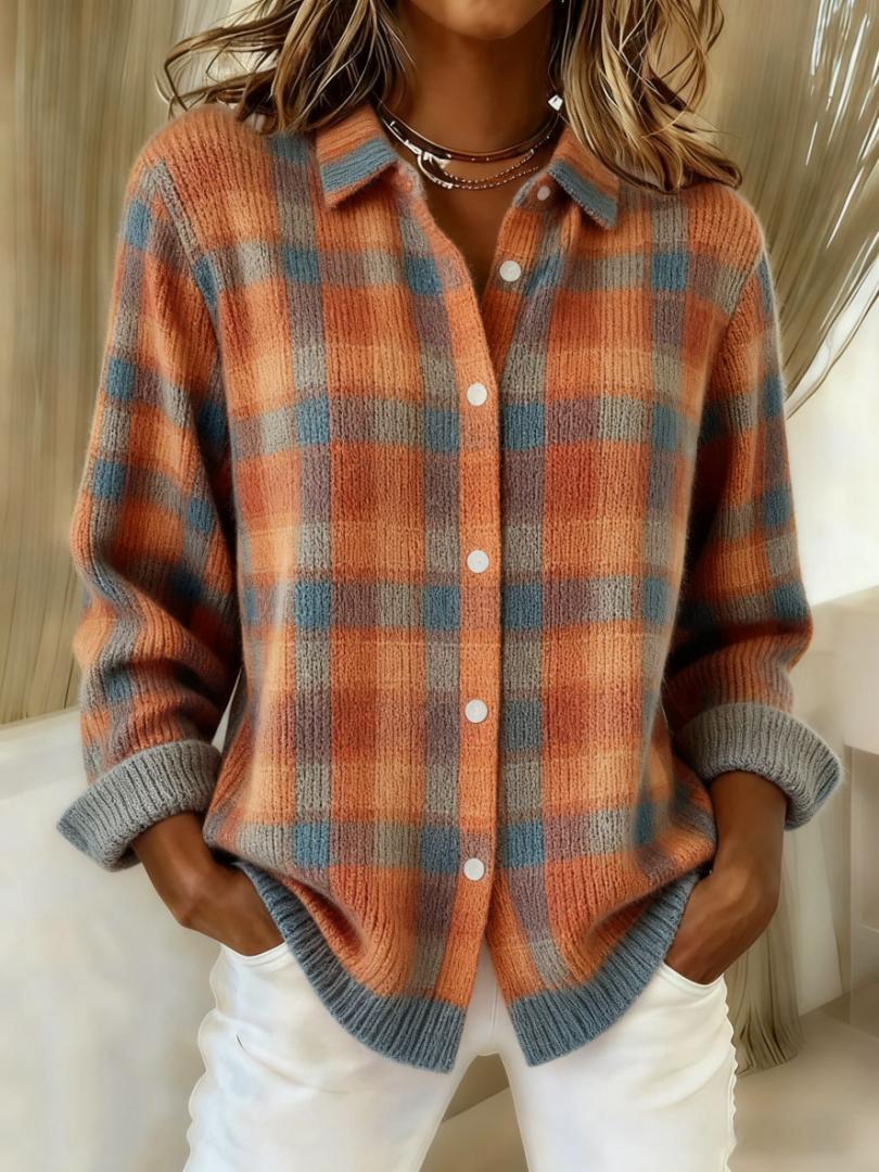 SAFIYA™ - CHECKED BLOUSE MADE FROM WARM, SOFT HOODIE MATERIAL
