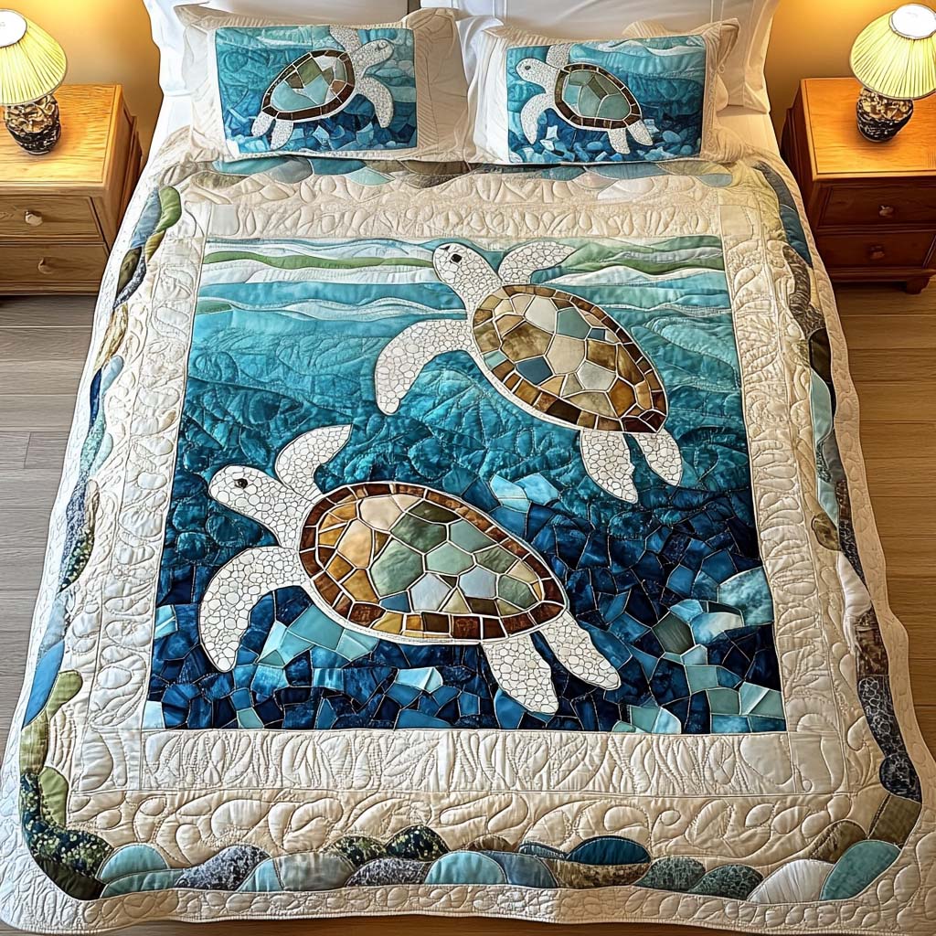 Ocean Waves 3-Piece Quilted Bedding Set
