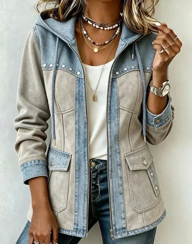 Veronique | Two-Tone Hooded Autumn Jacket