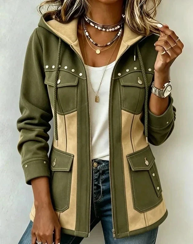 Veronique | Two-Tone Hooded Autumn Jacket
