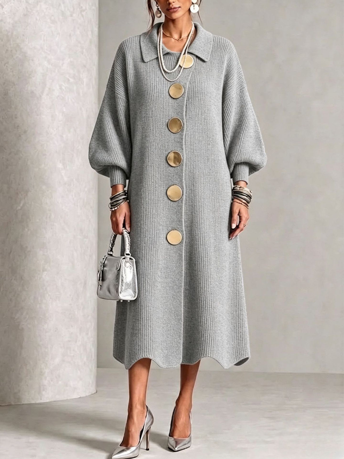 Sienna Long Sleeve Button-Down Knit Dress