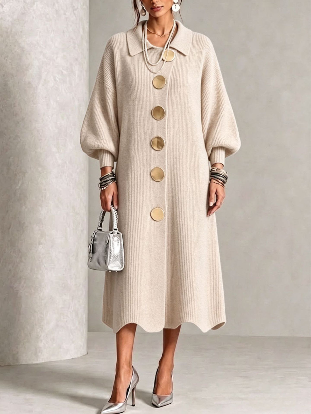 Sienna Long Sleeve Button-Down Knit Dress