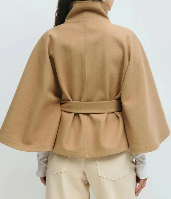 Daisy | Women’s Spring Belted High-Neck Cape Coat