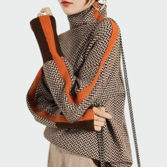 Olivia – Herringbone Luxe Turtleneck