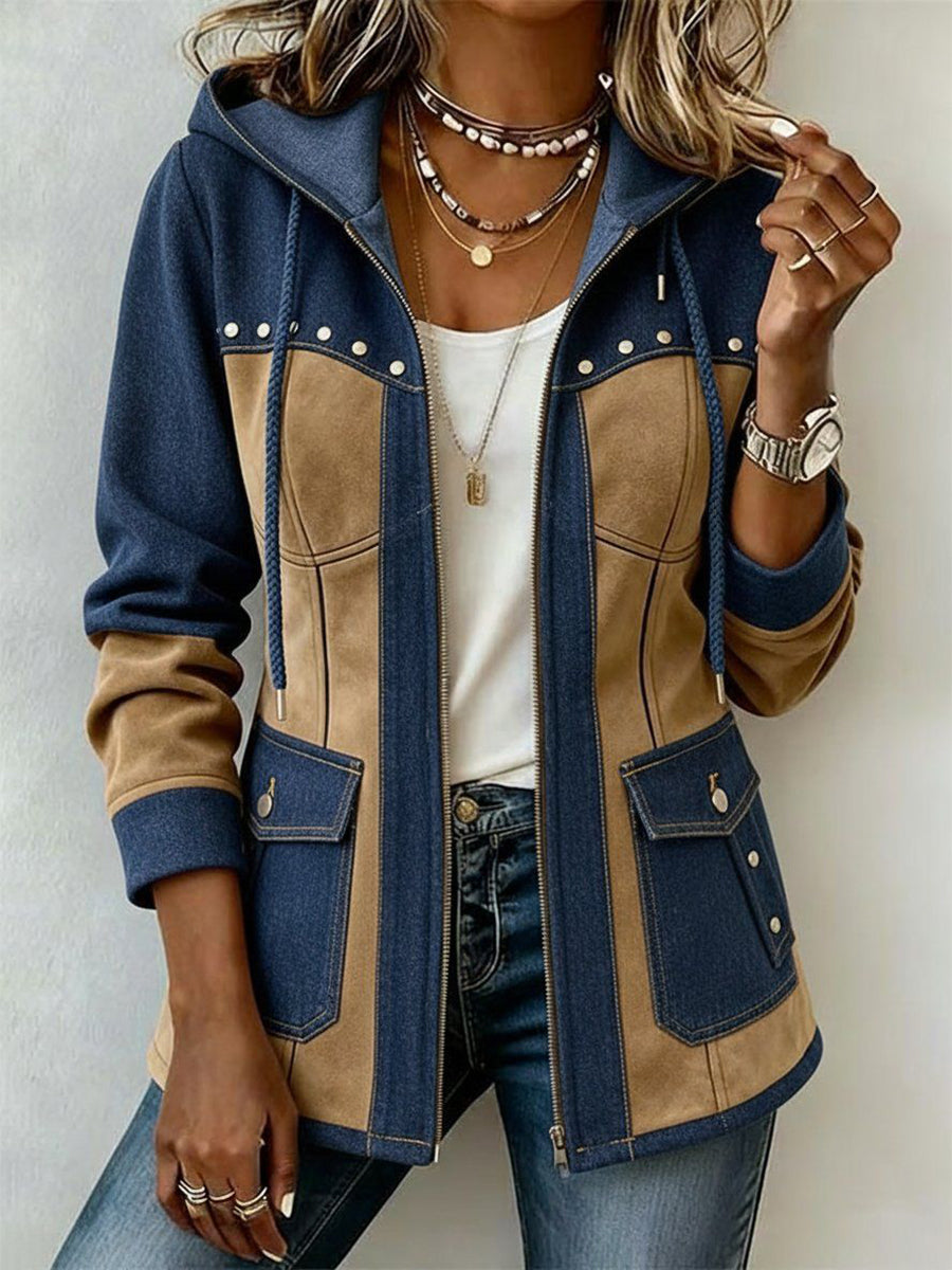Veronique | Two-Tone Hooded Autumn Jacket