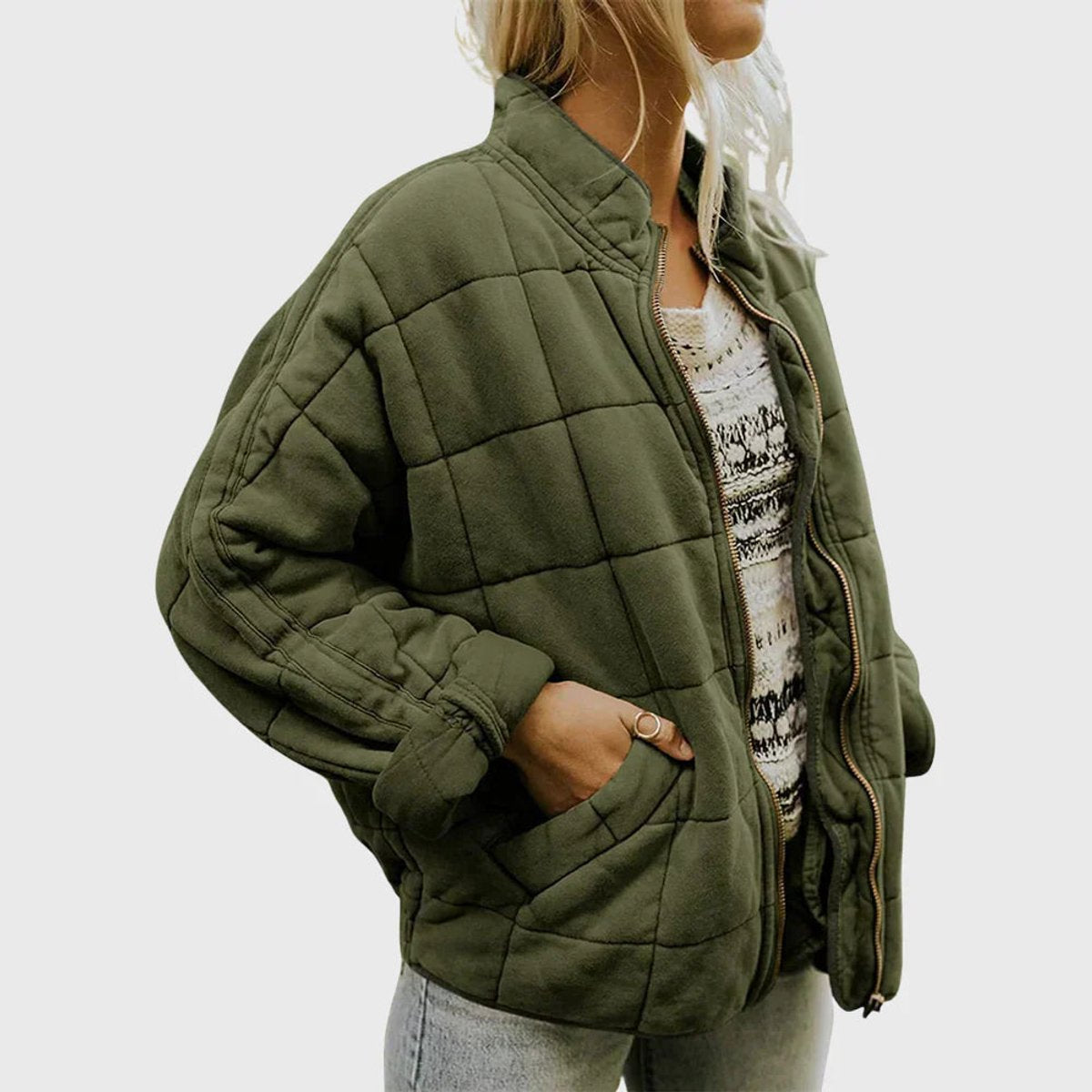 Isla | Women's Relaxed-Fit Diamond Quilted Zip-Up Jacket