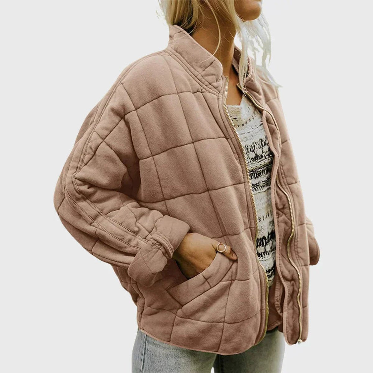 Isla | Women's Relaxed-Fit Diamond Quilted Zip-Up Jacket